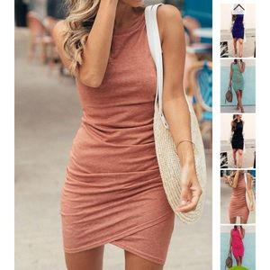 New Ruched T-shirt Dress. Dusty Pink. Size M.